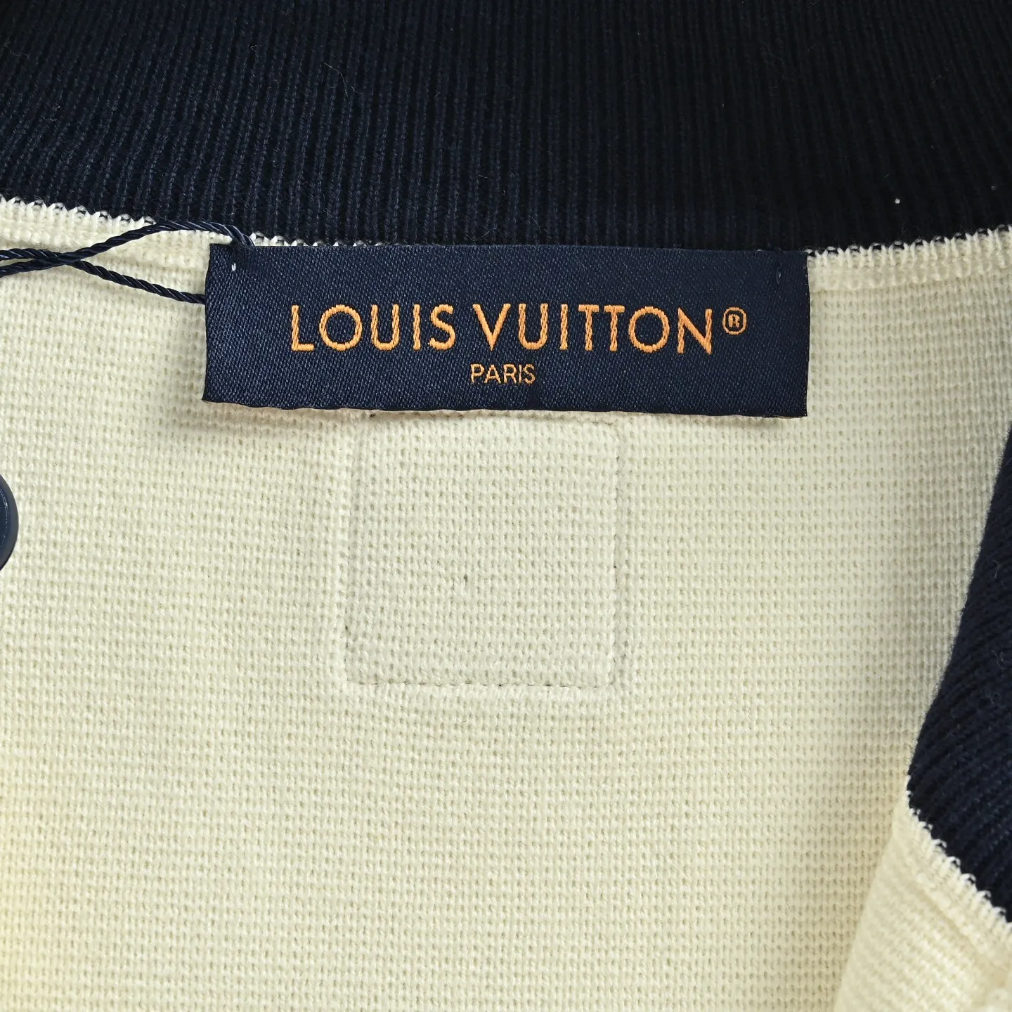 Louis Vuitton/Louis Vuitton off-white embroidered patchwork mixed knitted sports jacket